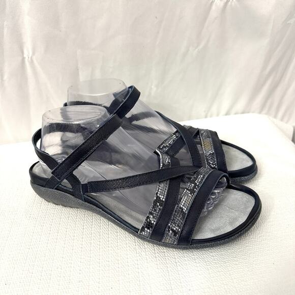 Naot Toi Sandals Womens Size 10 Navy Blue Strappy Silver Metallic - Picture 1 of 10